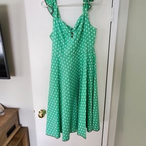 Vintage style light green polka dot dress